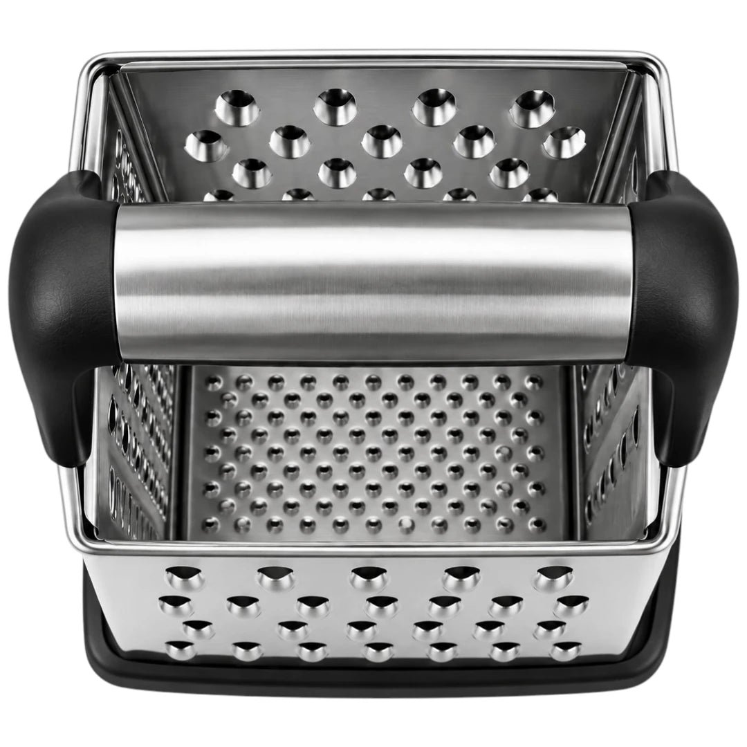 Antre Stainless Steel Box Grater with Black Handle
