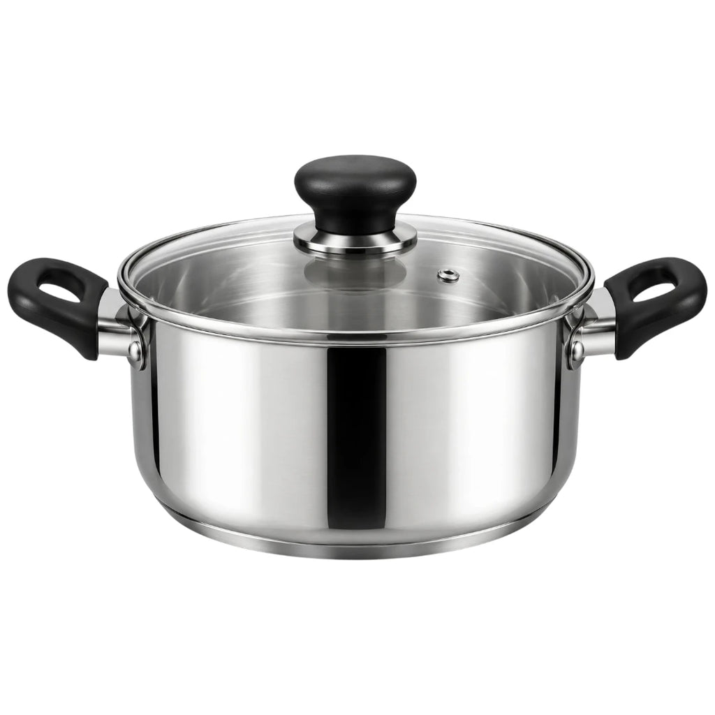 Antre Stainless Steel Cooking Pot with Glass Lid Handles