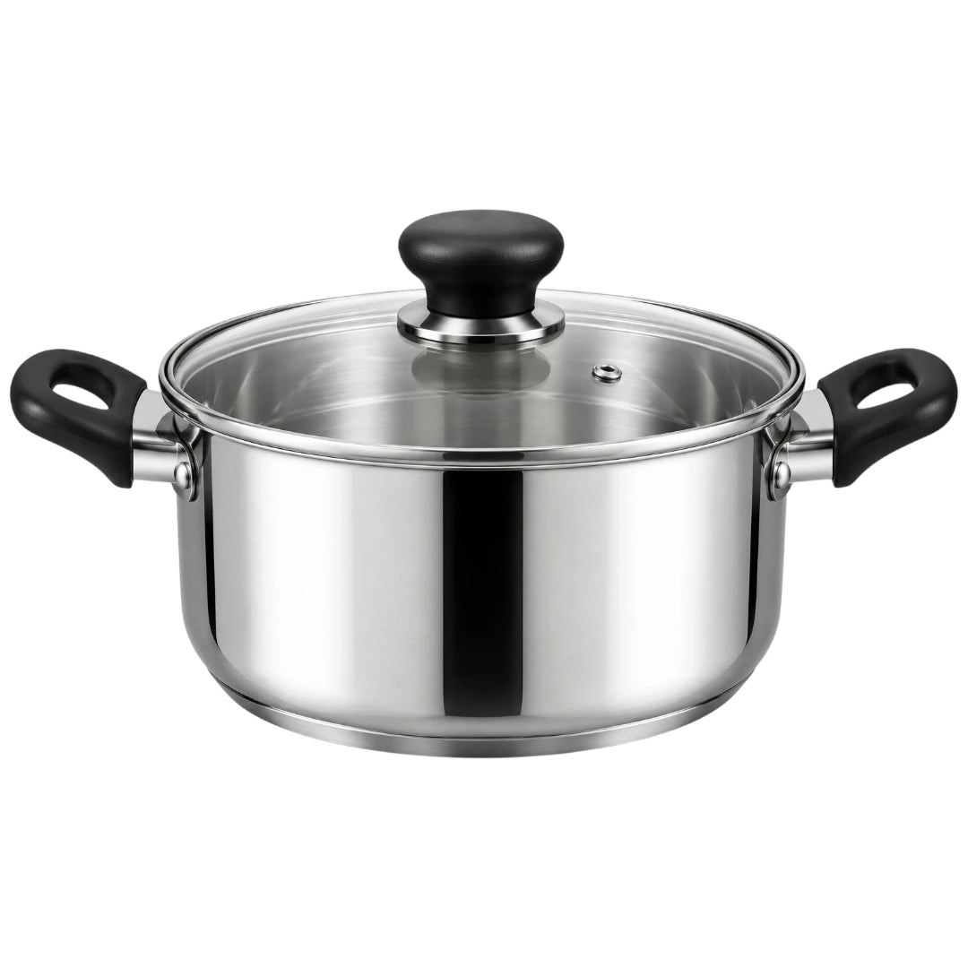 Antre Stainless Steel Cooking Pot with Glass Lid Handles