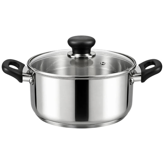 Antre Stainless Steel Cooking Pot with Glass Lid Handles