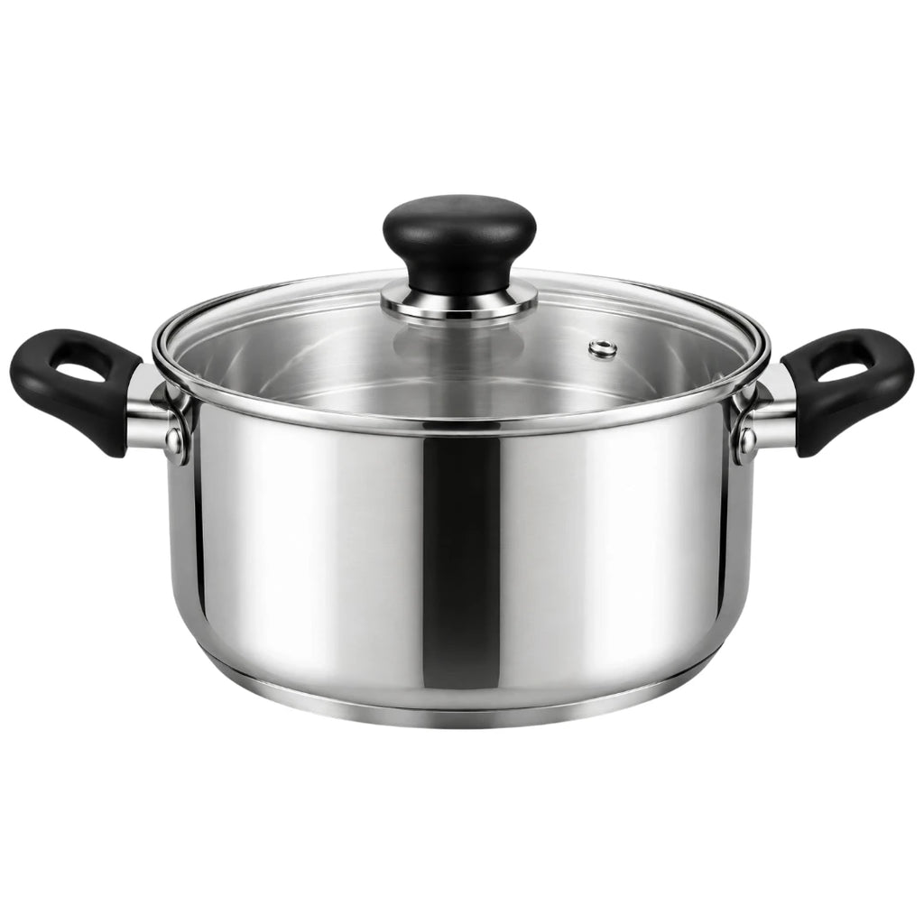 Antre Stainless Steel Cooking Pot with Glass Lid Handles