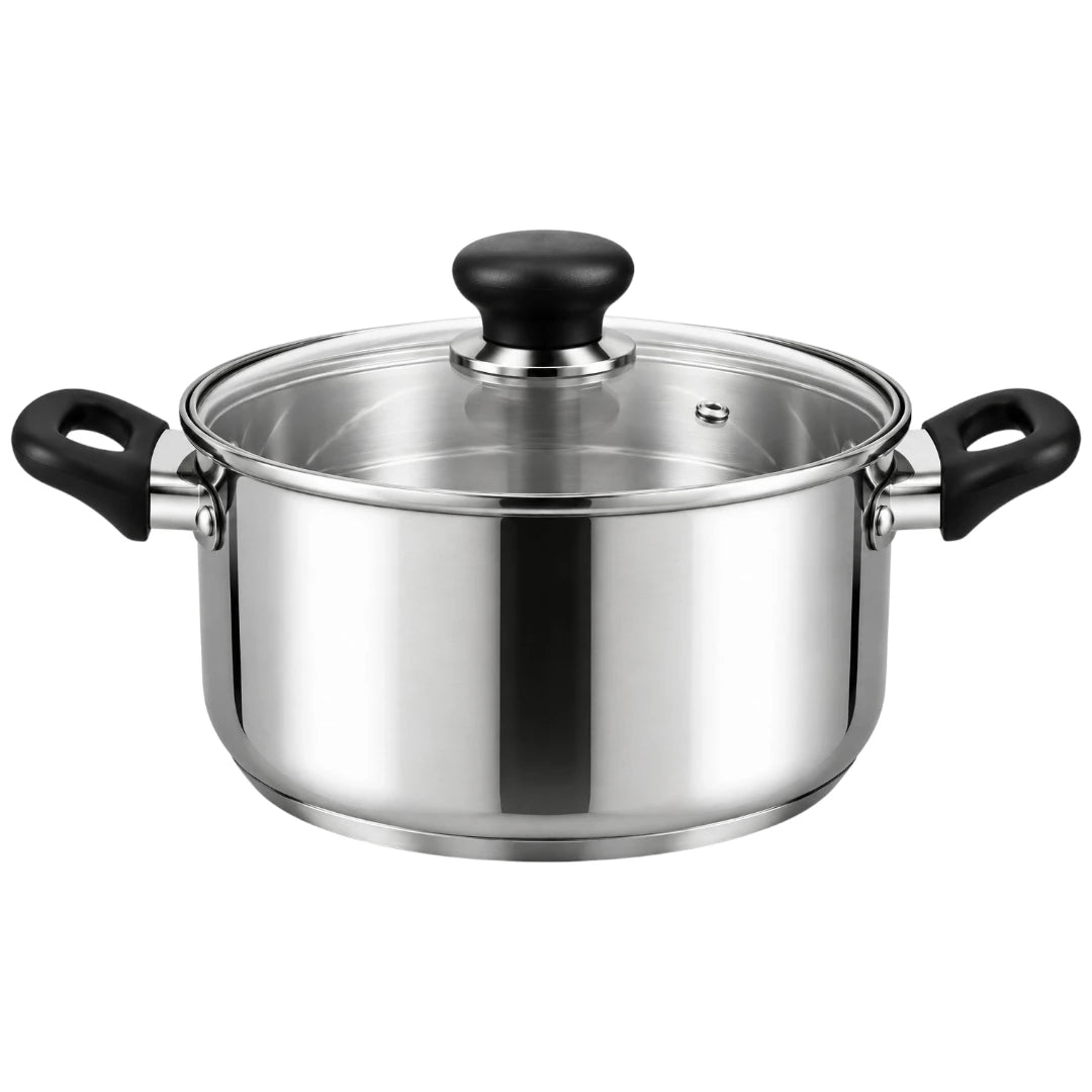 Antre Stainless Steel Cooking Pot with Glass Lid Handles