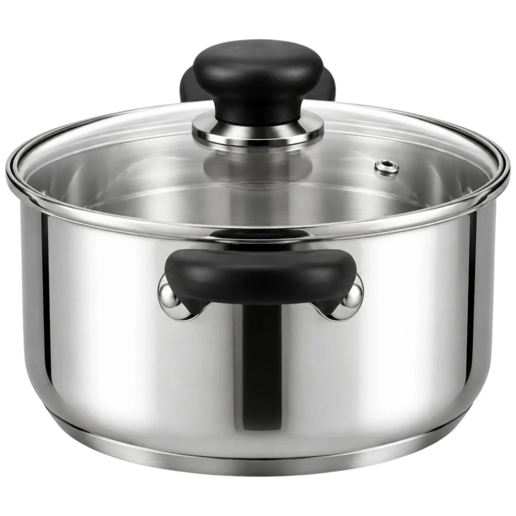 Antre Stainless Steel Cooking Pot with Glass Lid Handles