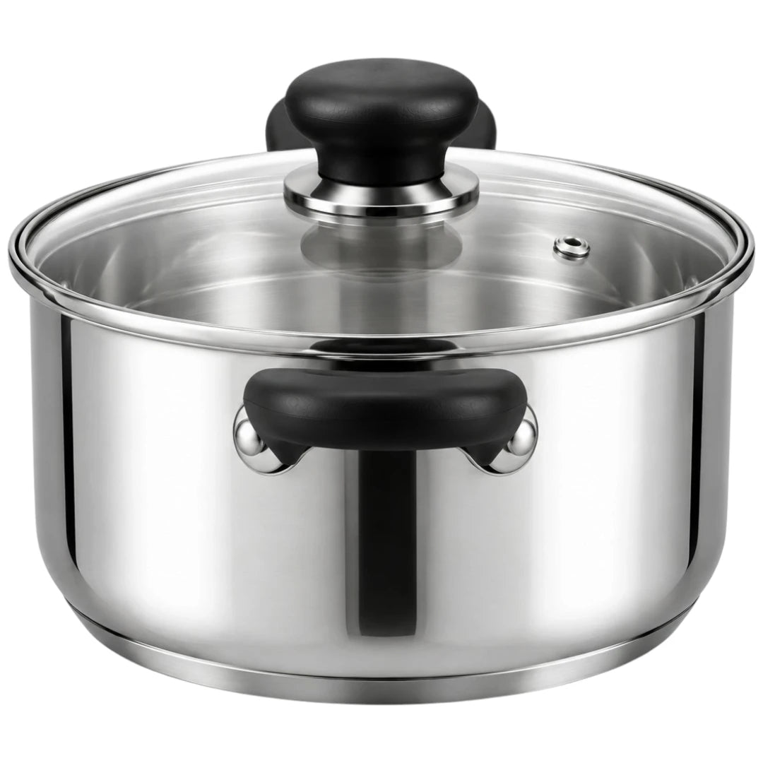 Antre Stainless Steel Cooking Pot with Glass Lid Handles