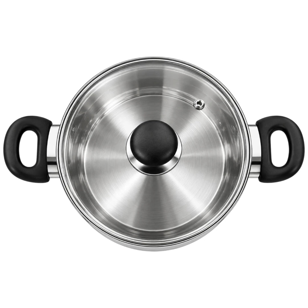 Antre Stainless Steel Cooking Pot with Glass Lid Handles