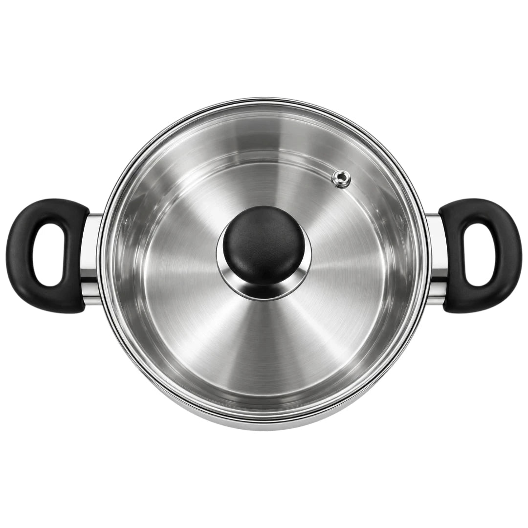 Antre Stainless Steel Cooking Pot with Glass Lid Handles